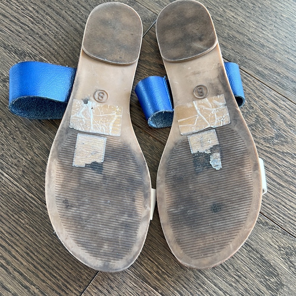 Joe Fresh Colorblock Blue White Slip On Sandals - Women's Size 8 - Picture 3 of 3